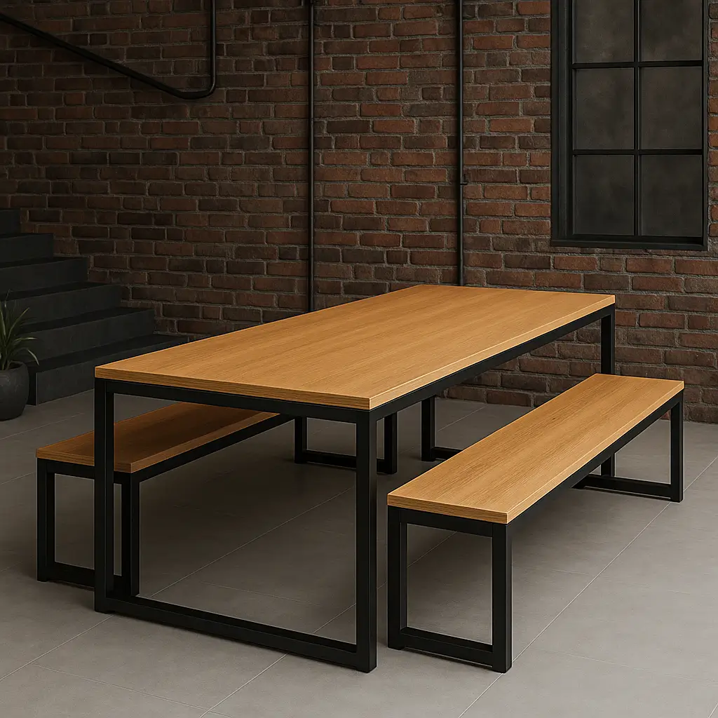Mesa Industrial com bancos